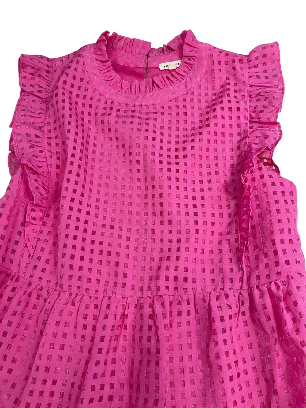 Anthropologie Jodifl Pink Women’s Dress Ruffle sleeves‎,neck collar Pink Lined - Picture 2 of 8